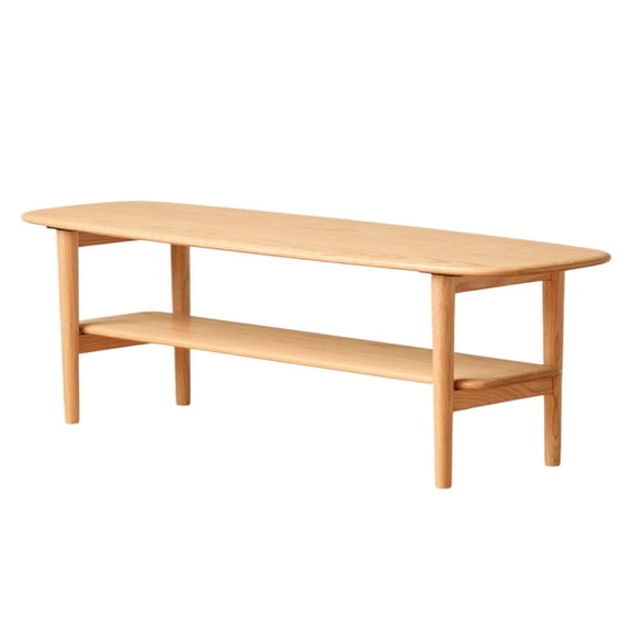 GZXS Modern 2-Tier Coffee Table with Storage Shelf and Solid Oak Wood Frame, Easy Assembly, 47.24"L x 15.75"W x 16.54"H