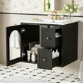 thumbnail image 1 of GZXS Modern 24" Floating Bathroom Vanity Cabinet with Ceramic Sink Combo, Wall Mounted Storage Cabinet with Two Drawers and Glass Door, Space-Saving Design (Black), 1 of 10