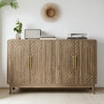thumbnail image 1 of GZXS Modern 4-Door Buffet Cabinet in Walnut Finish, 55"W Storage Sideboard with Golden Metal Handles, Adjustable Shelves, Solid Wood Legs, for Home, Entryway, Dining Room, 1 of 6