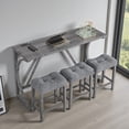 thumbnail image 1 of GZXS Modern Bar Table Set with Power Strip, 59" x 19" Table and 3 Upholstered Stools, Stools Tuck Under Table, Easy Assembly (Gray), 1 of 10