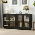 thumbnail image 1 of GZXS Modern Black Storage Cabinet with 4 Clear Acrylic Doors, Adjustable Shelf, and Gold Handles, for Living Room, Dining Room, Study - 59.06"L x 13.78"W x 31.69"H, 1 of 8