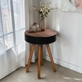 thumbnail image 1 of GZXS Modern Boho Round End Table, Two-Tone Accent Side Table with Carved Top, Sturdy Solid Wood Legs, 100 lbs Load Capacity, Easy Assembly, 15.75" Dia x 22.05" H, Black+Brown, 1 of 10
