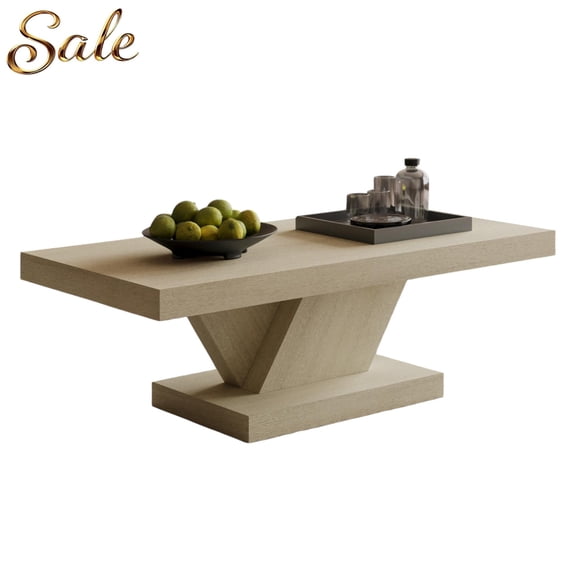 GZXS Modern Coffee Table with Cross Leg Base, Rectangle Center Tea Table for Living Room, 47.24"L x 23.62"W x 15.35"H, Imitative Oak