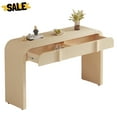 thumbnail image 1 of GZXS Modern Console Table with 2 Drawers, 55" Curved Entryway Table with Fluted Design, Easy Assembly (Apricot Cream), 1 of 9