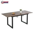 thumbnail image 1 of GZXS Modern Extendable Dining Table with Metal Legs and Self-Storing Leaf, 55.11"-70.86" Adjustable Length Kitchen Table, Space-Saving Design for Dining Room or Living Room (Walnut and Black), 1 of 7