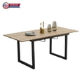 thumbnail image 1 of GZXS Modern Extendable Dining Table with Black Metal Legs, 55"-70" Adjustable Brown MDF Tabletop, Space-Saving Kitchen Table for 4-8 People, 1 of 7