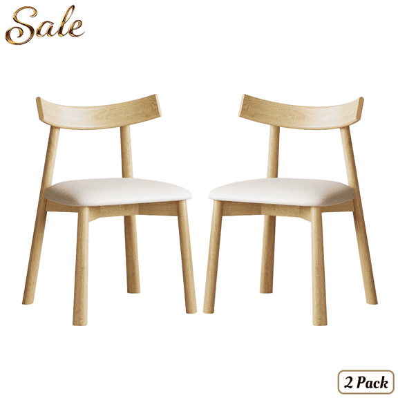 GZXS Modern Farmhouse Dining Chairs Set of 2, Accent Side Chairs with Cushioned Seat and Solid Wood Legs, Natural Finish, 260lb Capacity, Ergonomic Design for Kitchen & Dining Room