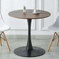 thumbnail image 1 of GZXS Modern Farmhouse MDF Dining Table in Walnut Finish, 31.5 Inch Round Kitchen Table with Black Metal Pedestal Base, Easy Assembly, 1 of 6