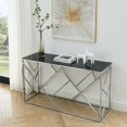 thumbnail image 1 of GZXS Modern Glass Console Table, 55" Display Sofa Table with Metal Frame in Chrome Finish, for Entryway Hallway Living Room, 1 of 8