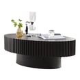 thumbnail image 1 of GZXS Modern Handcrafted Oval Coffee Table in Matt Black, 43.7-Inch Ellipse Cocktail Table with Sturdy Pedestal Base, for Living Room, Bedroom, Home Office, 1 of 8
