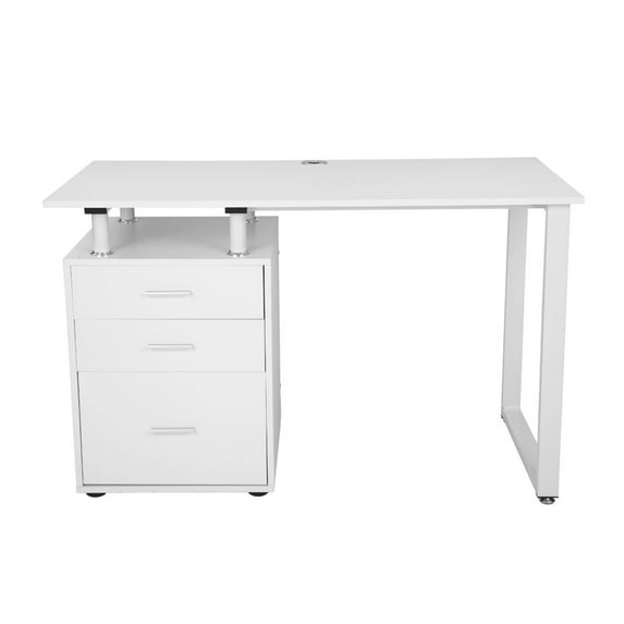 GZXS Modern Home Office Computer Desk with 3 Storage Drawers, White