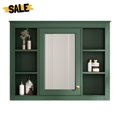 thumbnail image 1 of GZXS Modern MDF Bathroom Wall Cabinet with Single Mirror Door, Gold Metal Handles, Adjustable Shelf & Open Storage, Green, 1 of 8