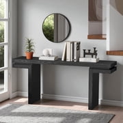 GZXS Modern Minimalist Entryway Console Table in Black, 66-Inch Long Sofa Table Behind Couch for Living Room, Hallway, Foyer