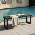 thumbnail image 1 of GZXS Modern Outdoor Dining Bench, 60" Slatted Acacia Wood Bench, Backless Patio Seating for Dining Area, Entryway, Porch or Backyard, Dark Gray, 1 of 8