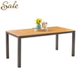 thumbnail image 1 of GZXS Modern Outdoor Dining Table, 70.75" x 34" Acacia Wood Rectangular Patio Table with Straight Metal Legs, Easy Assembly for Porch, Deck, and Outdoor Entertaining (Teak & Black), 1 of 10
