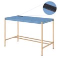 thumbnail image 1 of GZXS Modern Rectangular Writing Desk with USB Charging Station, Gold Metal Frame, and Sleek Navy Blue MDF Desktop – 42"x20"x30", 1 of 7