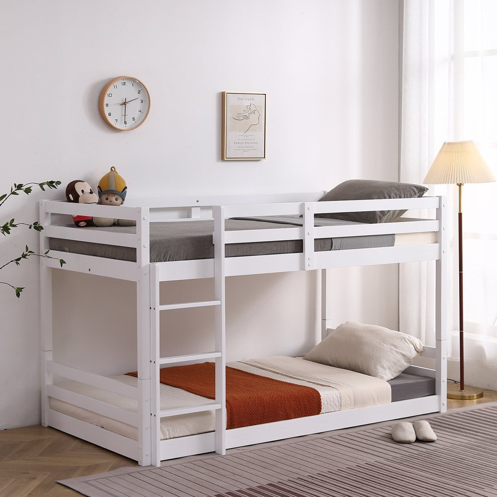 GZXS Modern Twin Size Detachable Wood Bunk Bed, Can be Divided into 2