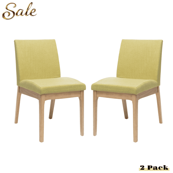 GZXS Modern Upholstered Dining Chairs Set of 2, Ergonomic Side Chairs w/ Padded Fabric Seats and Rubberwood Legs, for Home & Commercial Use (Green)