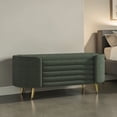 thumbnail image 1 of GZXS Modern Upholstered Storage Bench, 44.9" Chenille Fabric Oval Ottoman Seating with Hidden Compartment and Metal Legs, Easy Assembly, Green, 1 of 10