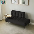 thumbnail image 1 of GZXS Modern Velvet Bench with Back and Rotating Side Table, 54" Upholstered Seating Sofa with Wood Frame and Metal Legs, 500lbs Weight Capacity, Black, 1 of 10