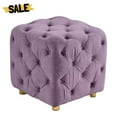thumbnail image 1 of GZXS Modern Velvet Square Ottoman in Purple, Cube Foot Rest Stool with Wooden Frame & Foam Cushion, Makeup Vanity Seat or Side Table for Bedroom, Living Room, 1 of 7