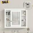 thumbnail image 1 of GZXS Modern Wall-Mounted Bathroom Cabinet with Mirror Door, Adjustable Shelf, Hidden & Open Storage, Soft-Close Hinges, Over Toilet or Vanity Organizer, 35"x28" (Gray), 1 of 7