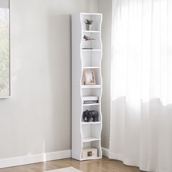 GZXS Modern White 8-Cube Bookshelf, 70.9" Vertical Storage Bookcase with Adjustable Shelves, Anti-Tip Kit Included, Stackable Design