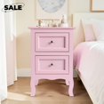 thumbnail image 1 of GZXS Night Stand with 2 Storage Drawers, Modern End Table, Side Table for Small Space, Living Room, Bedroom, Pink, 1 of 6