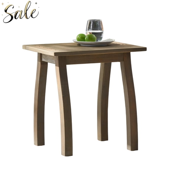 GZXS Outdoor Slatted-Top Side Table in Gray, Acacia Wood Rectangle Patio Accent Table, Ideal for Poolside, Deck, or Garden, Easy Assembly, 19"L x 15"W x 19.25"H