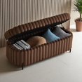 thumbnail image 1 of GZXS Oval Storage Bench, 49" Plush Faux Fur Upholstered Ottoman with Flip-Top Lid and Metal Legs, Easy Assembly, Brown, 1 of 6