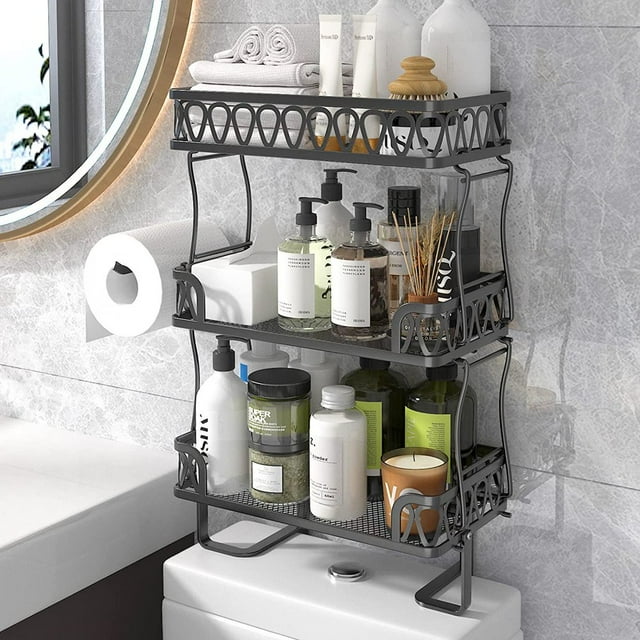 GZXS Over the Toilet Shelf, 3Tiers Stackable Storage Rack with Toilet
