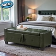 thumbnail image 1 of GZXS PU Upholstered Tufted Ottoman with Hidden Storage Space, 48-inch End of Bed Bench for Entryway/Bedroom/Living Room, Dark Green, 1 of 9