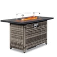 thumbnail image 1 of GZXS Propane Fire Pit Table, 43 in CSA Propane Fire Table Rectangular, 50,000 BTU Quick Ignition Gas Fire Pit for Outside Patio Deck, Oxford Cover, Gray Wicker, 1 of 10