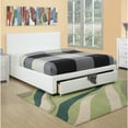 thumbnail image 1 of GZXS Queen Size Upholstered Platform Bed with Storage Drawer, Button Tufed Headboard, White, 1 of 5