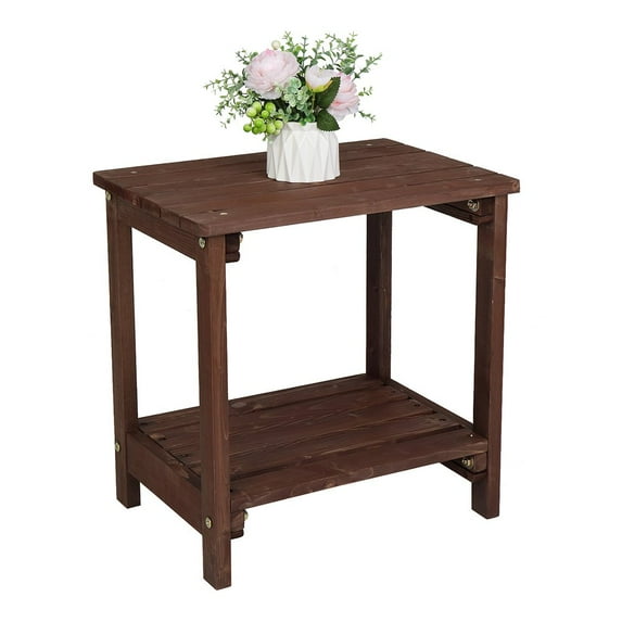 GZXS Rectangular Side Table, Outdoor Oversize Adirondack Side Table, All-Weather, Indoor Outdoor Patio Poolside End Table, Brown
