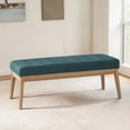 thumbnail image 1 of GZXS Rectangular Upholstered Bench with Button-Tufted Polyester-Blend Seat and Solid Birch Legs, Easy Assembly, 43.5"L x 15.75"W x 17"H, Teal, 1 of 9