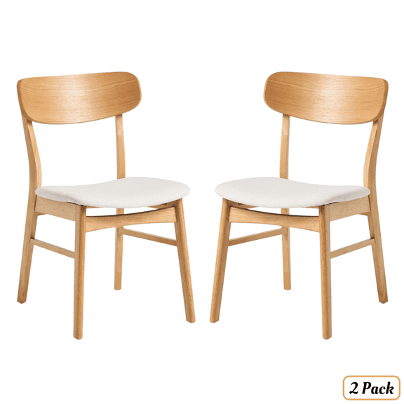 GZXS Set of 2 Fabric Dining Chairs, Rubberwood Legs with Oak Finish, Comfortable Cushioned Seat, 220lb Capacity, Simple Modern Design, Easy Assembly for Kitchen & Dining Room