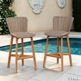 thumbnail image 1 of GZXS Set of 2 Patio Bar Stools, 26.7" Outdoor Counter Height Pub Chairs with Solid Acacia Wood Frame, PE Wicker Seat & Back, All-Weather Patio Kitchen Island Stools, Light Brown, 1 of 10