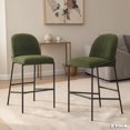thumbnail image 1 of GZXS Set of 2 Upholstered Stools, 29" Bar Height Bar Chairs with Curved Backrest, Antique Bronze Metal Frame, and Green Fabric Seat for Kitchen Island & Dining Pub, 1 of 8