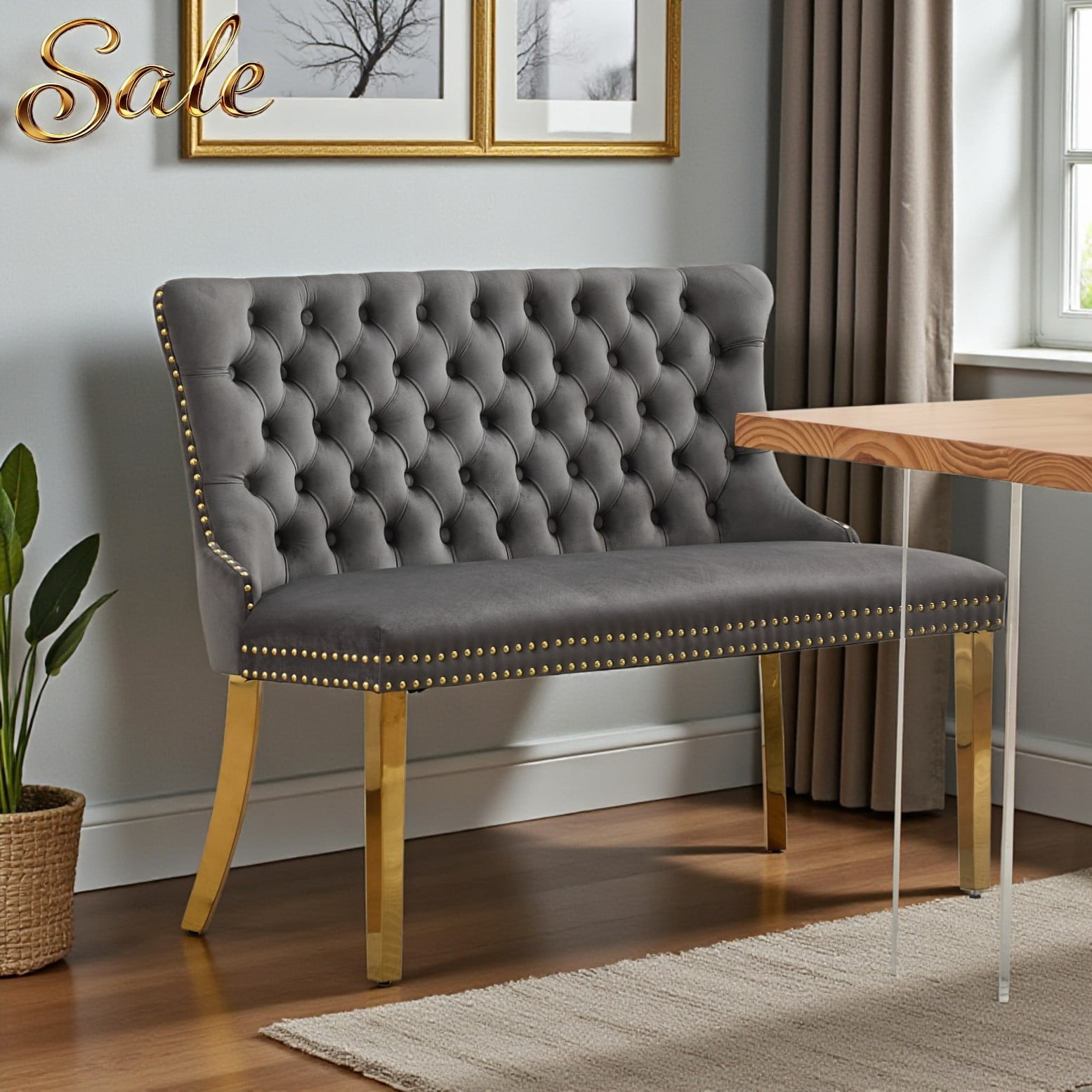 Mini Divan Bench GZXS Settee Bench with Back | Mini Loveseat Couch for Dining Room ...