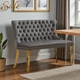 thumbnail image 1 of GZXS Settee Bench with Back | Mini Loveseat Couch for Dining Room/Living Room/Entryway, 45.6"W Modern Upholstered Button Tufted Bench with Gold Metal Legs, Gray, 1 of 10