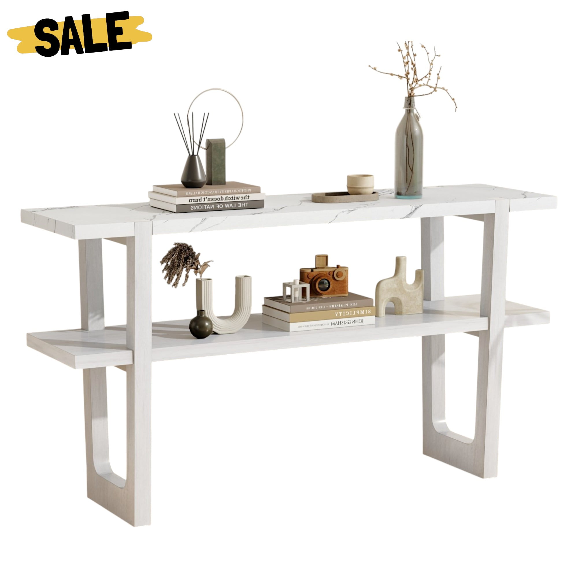 Image showcasing GZXS Space Saving Console Table in Antique White, Narrow Hallway Table ...