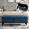 thumbnail image 1 of GZXS Storage Ottoman Bench, Cotton Linen Upholstered Tufted Bench for Bedroom/End of Bed/Living Room/Entryway/Foyer, Blue, 1 of 7