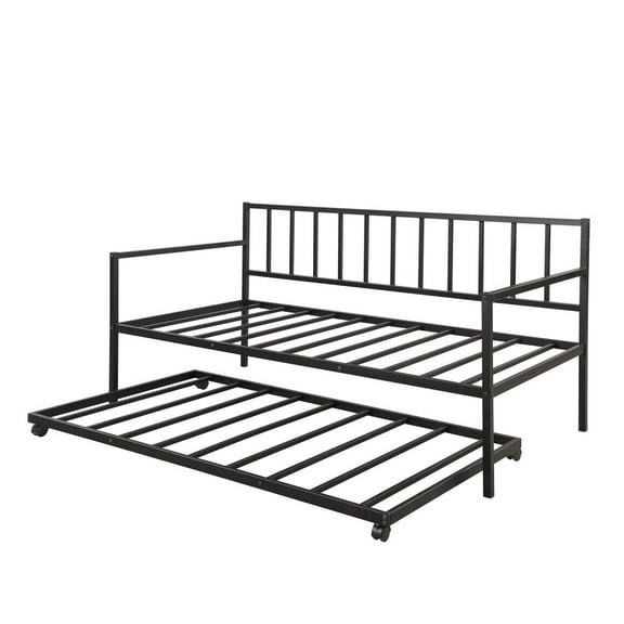 GZXS Twin Daybed With Trundle Multifunctional Metal Lounge Daybed Frame For Living Room Guest Room