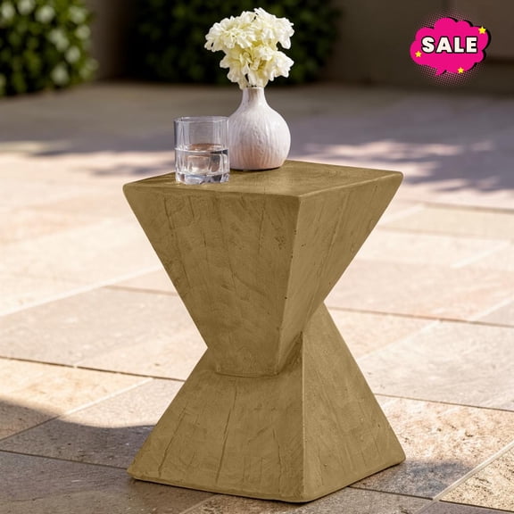GZXS Unique Outdoor Side Table, MGO End Table, Small Lightweight Accent Table for Patio, Garden, Backyard, Light Natural