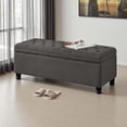 thumbnail image 1 of GZXS Upholstered Tufted Storage Bench in Dark Gray Linen Fabric, Entryway Shoe Bench with Solid Wood Spindle Legs & Hidden Storage - 45"L x 18"W x 18"H, 1 of 6