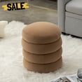 thumbnail image 1 of GZXS Velvet Upholstered Round Ottoman Footstool, 17" Tall Padded Accent Stool, Modern Footrest for Living Room, Sofa, Entryway (Coffee), 1 of 7