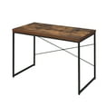 thumbnail image 1 of GZXS Vintage Rustic Writing Desk with Metal Sled Legs and X-Back Support, 47" Wood Top Computer Table for Home Office or Study – Weathered Oak Finish, 1 of 7