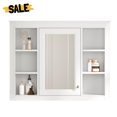 thumbnail image 1 of GZXS Wall-Mounted Bathroom Medicine Cabinet with Mirror, Adjustable Interior Shelf & 6 Open Compartments – 35" x 27.5" Storage Cabinet for Vanity, Bathroom, Bedroom (White), 1 of 8