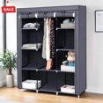 thumbnail image 1 of GZXS Wardrobe Closet, Quick and Easy Assembly, Portable Clothes Rack with Hanging Rod and Non-Woven Fabric Cover for Bedroom, Gray, 1 of 8
